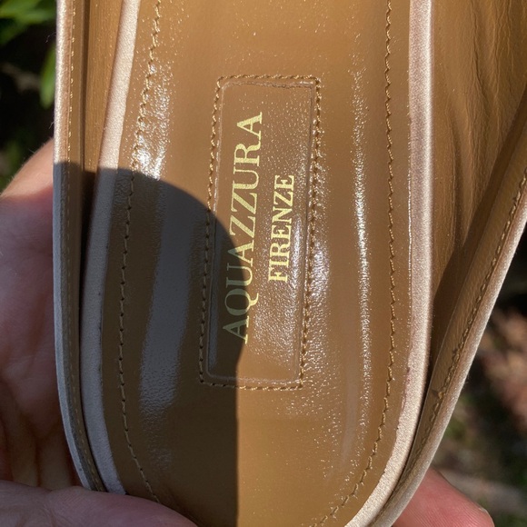 ❤️🌸🌺Aquazzura Lotus/Bee Pink Satin Embroidered Flat Mules Loafers8.5 M in Italy - Picture 9 of 15